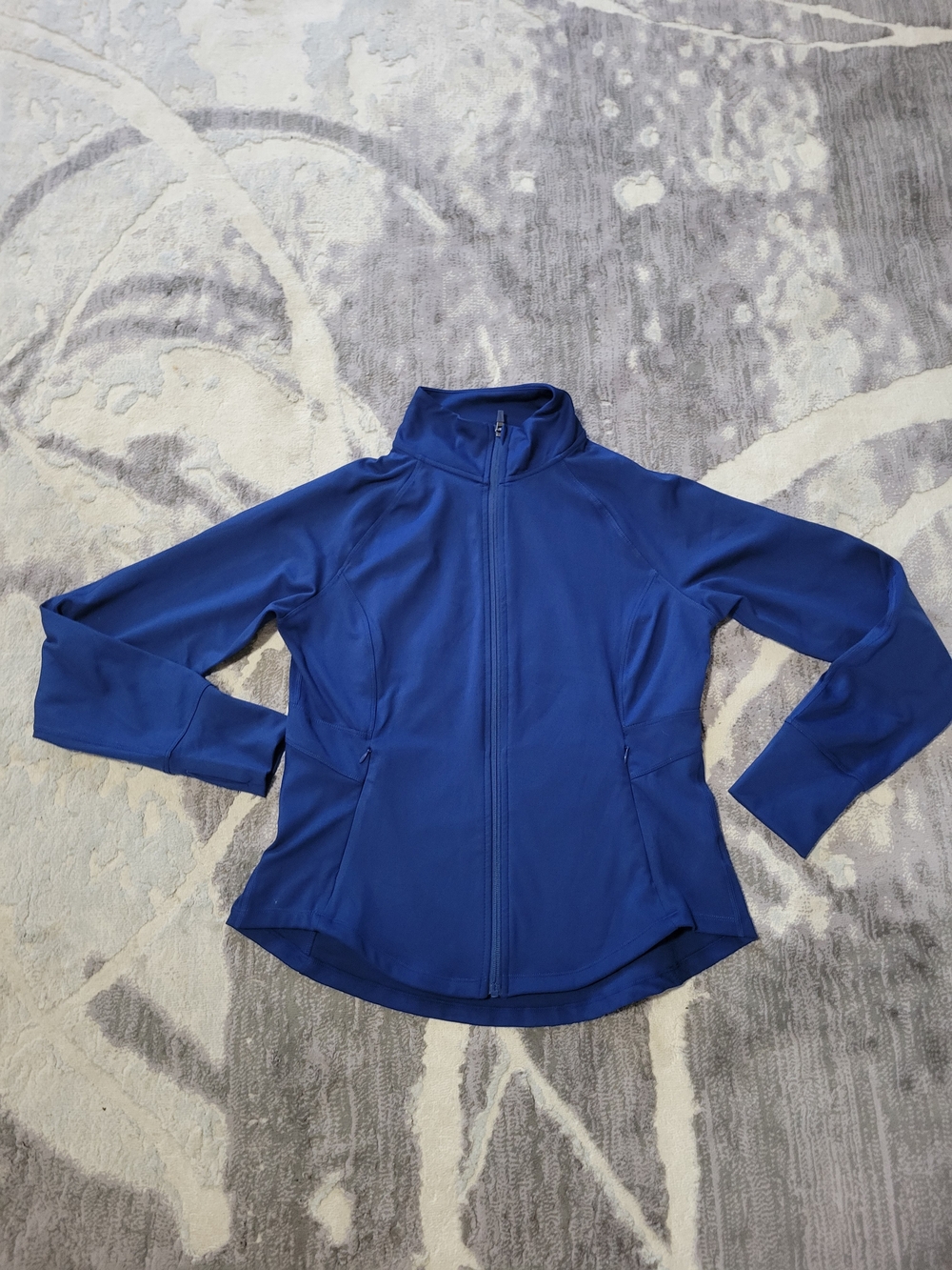 Structured Zip-Front Active Women Jacket in Deep Blue Size M